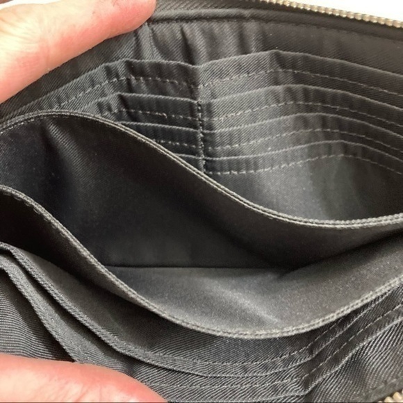 Coach gray black c wristlet bag